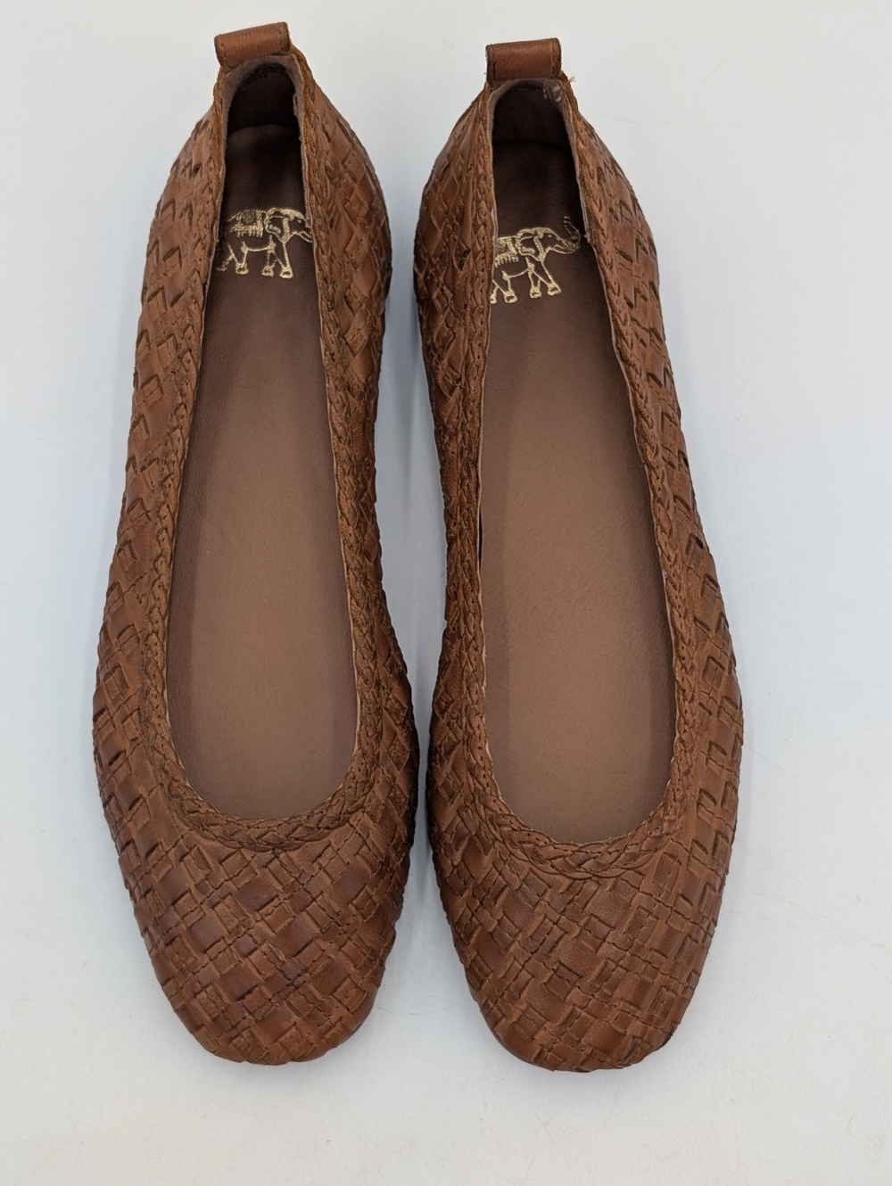 Handcrafted Soft Woven Leather Ballet Flats Sz 7.5 Gold Tone Accents & Pull Tabs - Picture 13 of 17